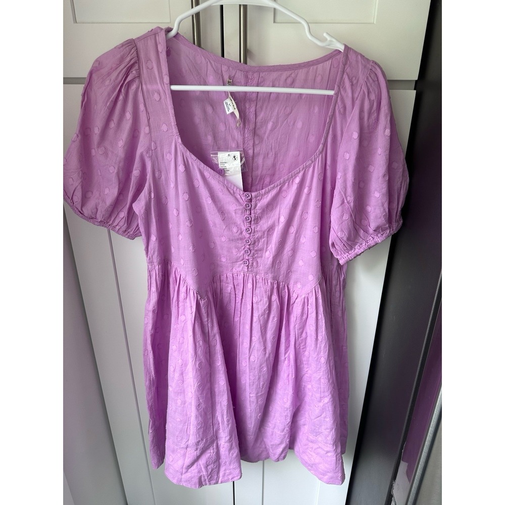 Urban‎ Outfitters Kimchi Blue Maci Mini Dress Lavender Polka Dot Size S  0086